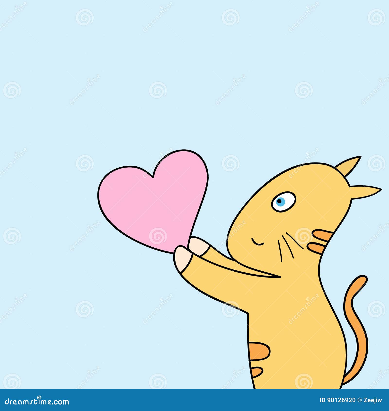 Download Cute cat holding heart stock vector. Illustration of style ...