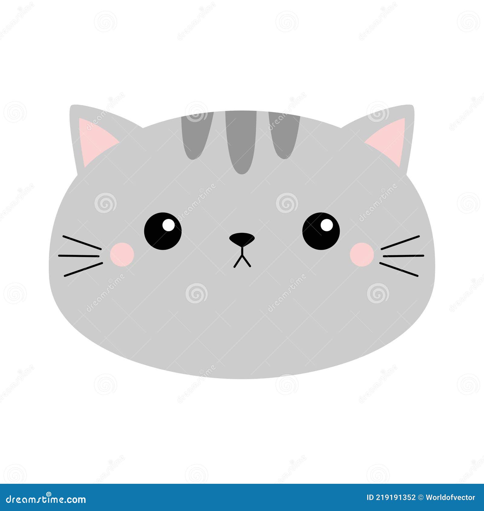 Cute Cat Icon. Gray Kitten Face Head Silhouette. Funny Kawaii Cartoon Baby  Character. Happy Valentines Day Stock Vector - Illustration of meow,  halloween: 219191352