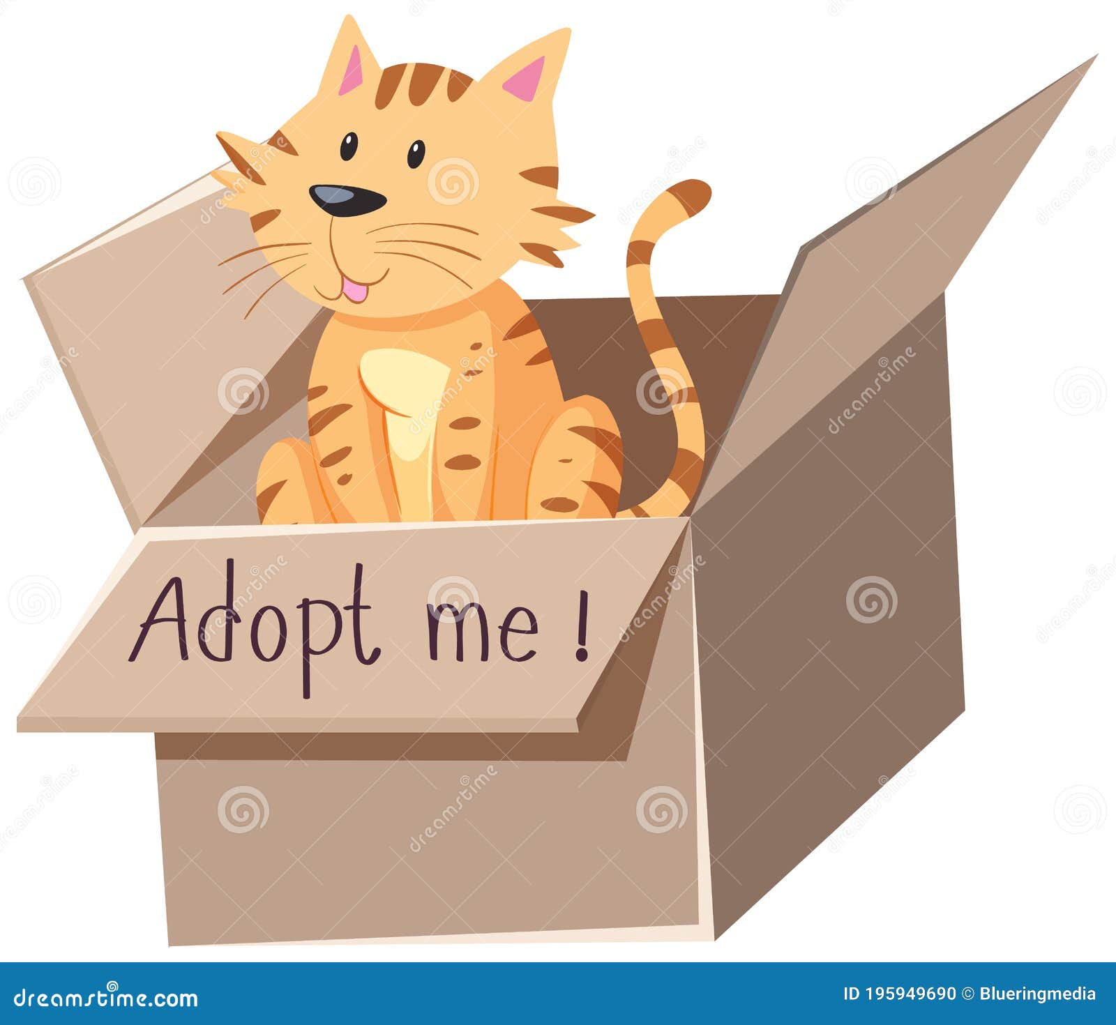 Cute Cat or Kitten in the Box with Adopt Me Text on the Box ...