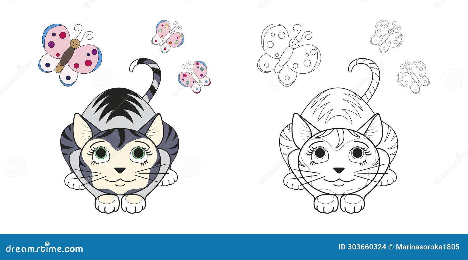 Cute Cat. Coloring Book. Vector Illustration Stock Illustration ...