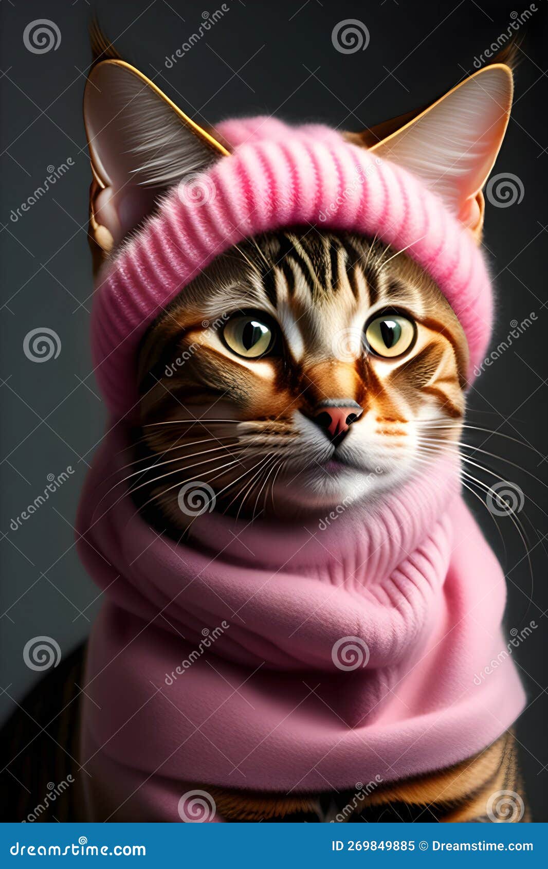 Cute Cat with Outfit and Hat, Generated by Ai Stock Image Image of