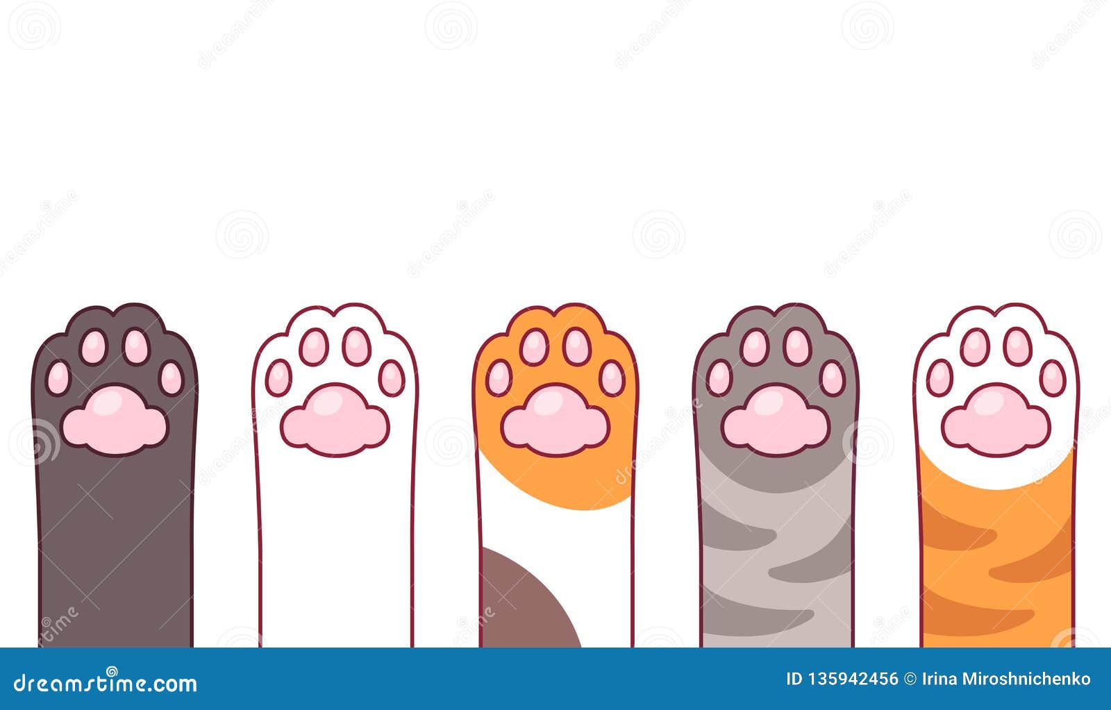 Cute cat paws set stock vector. Illustration of gray - 135942456