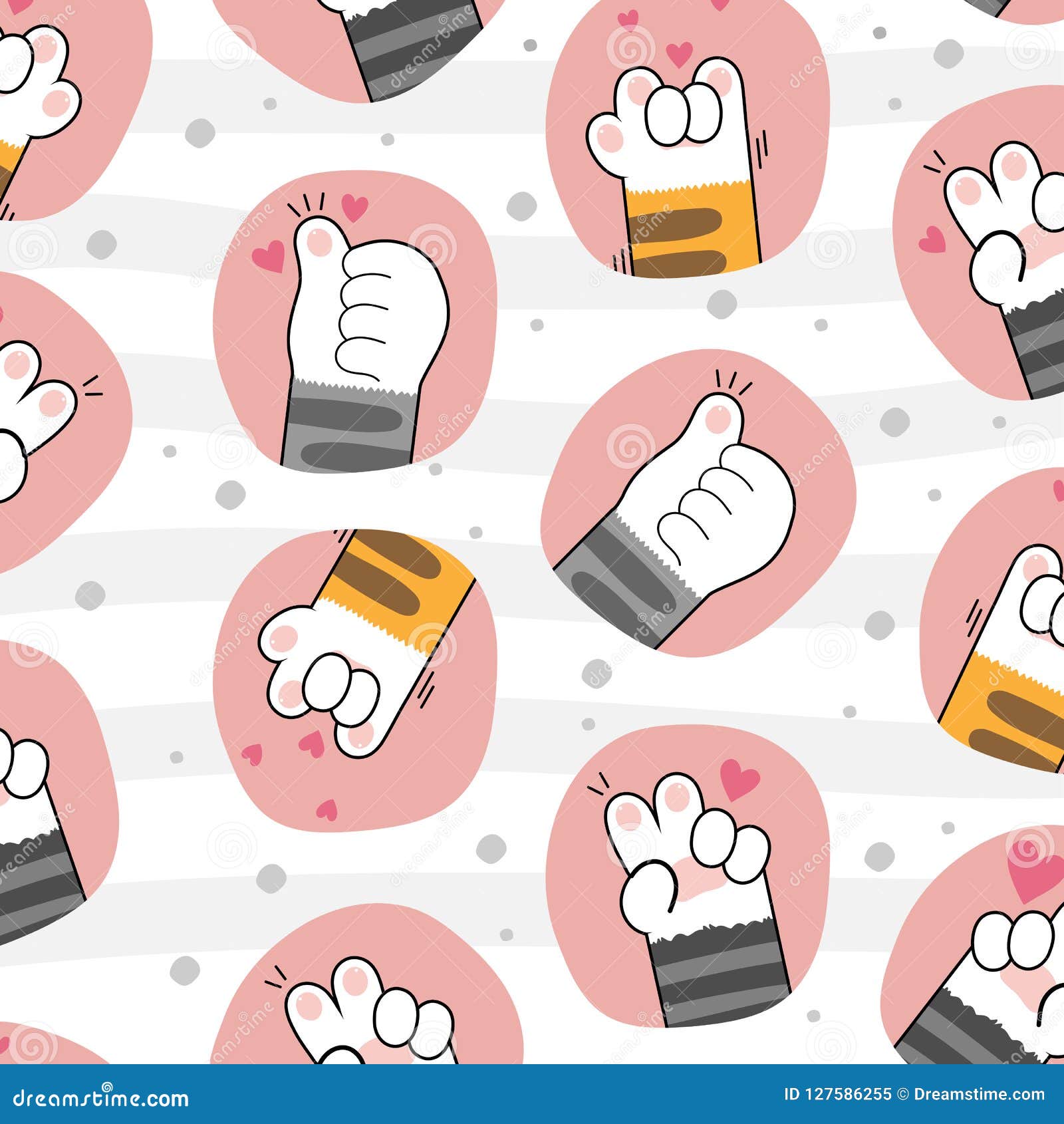 Cute Cat Paws Wallpaper Vector Illustration Stock Vector Illustration of cartoon, kitty 127586255