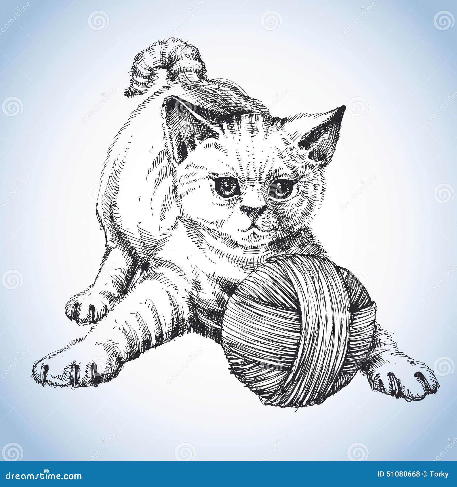 Cute cat stock vector. Illustration of hand, head, ears - 51080668