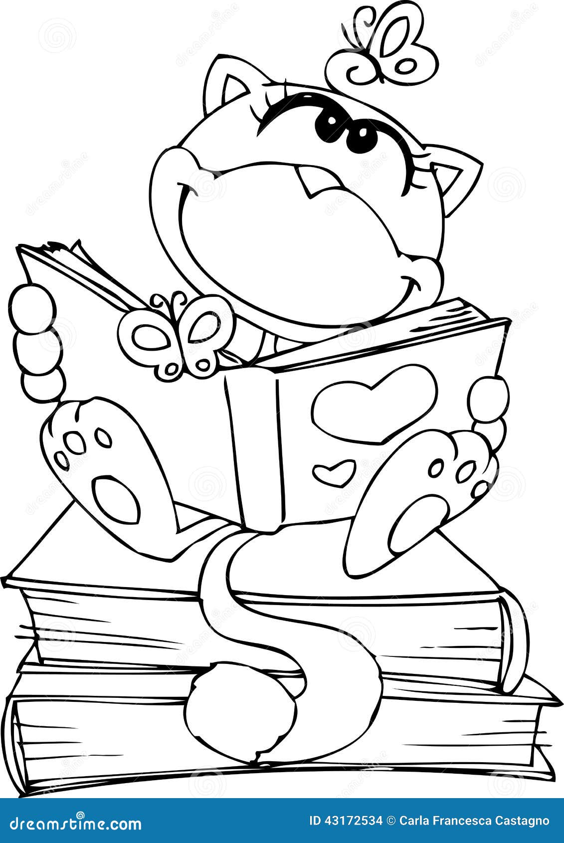 cute cat reading a book stock illustration illustration of for Printable Picture of Someone Reading Reading