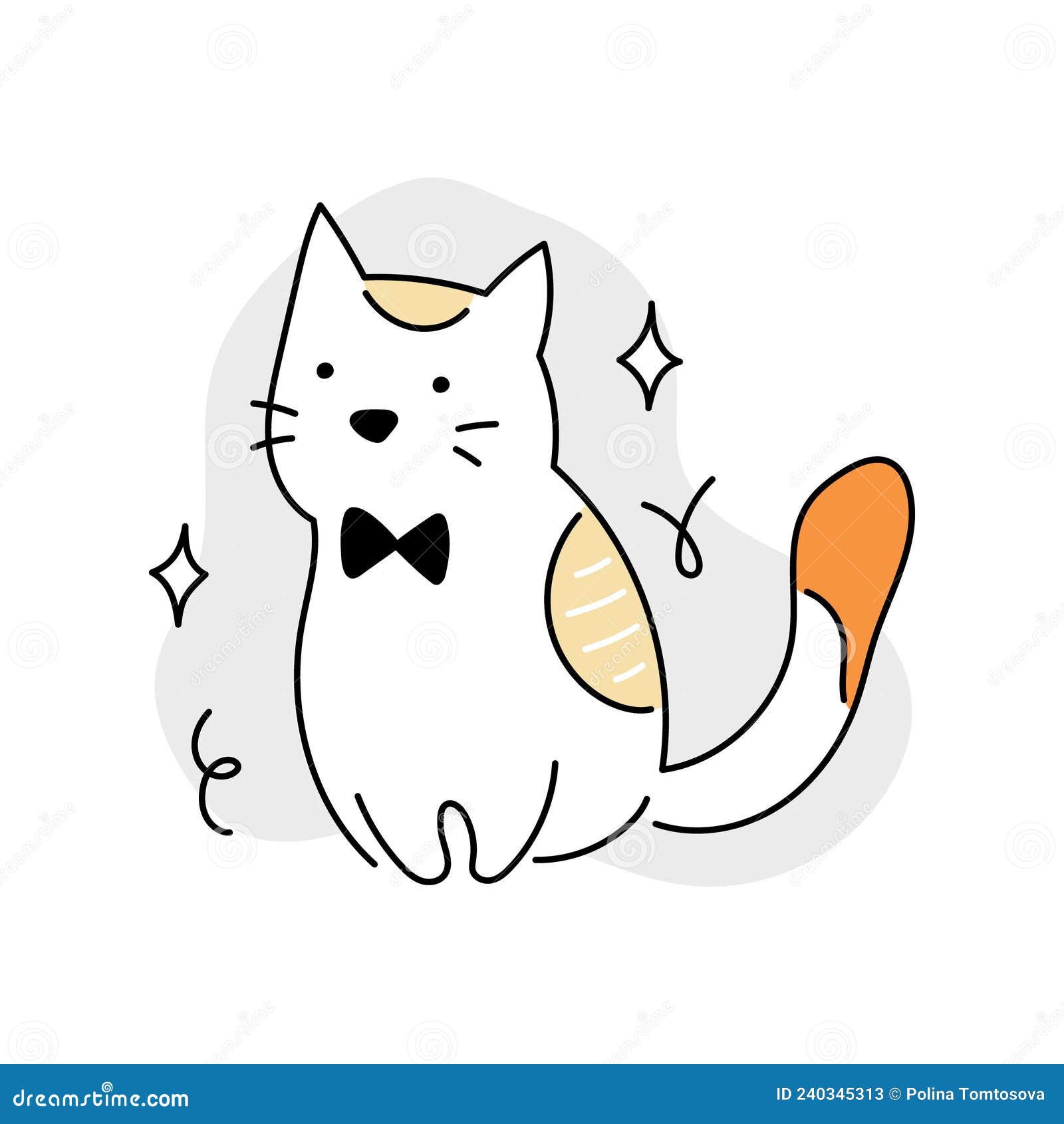 Cute cat with tie bow stock vector. Illustration of isolated 240345313