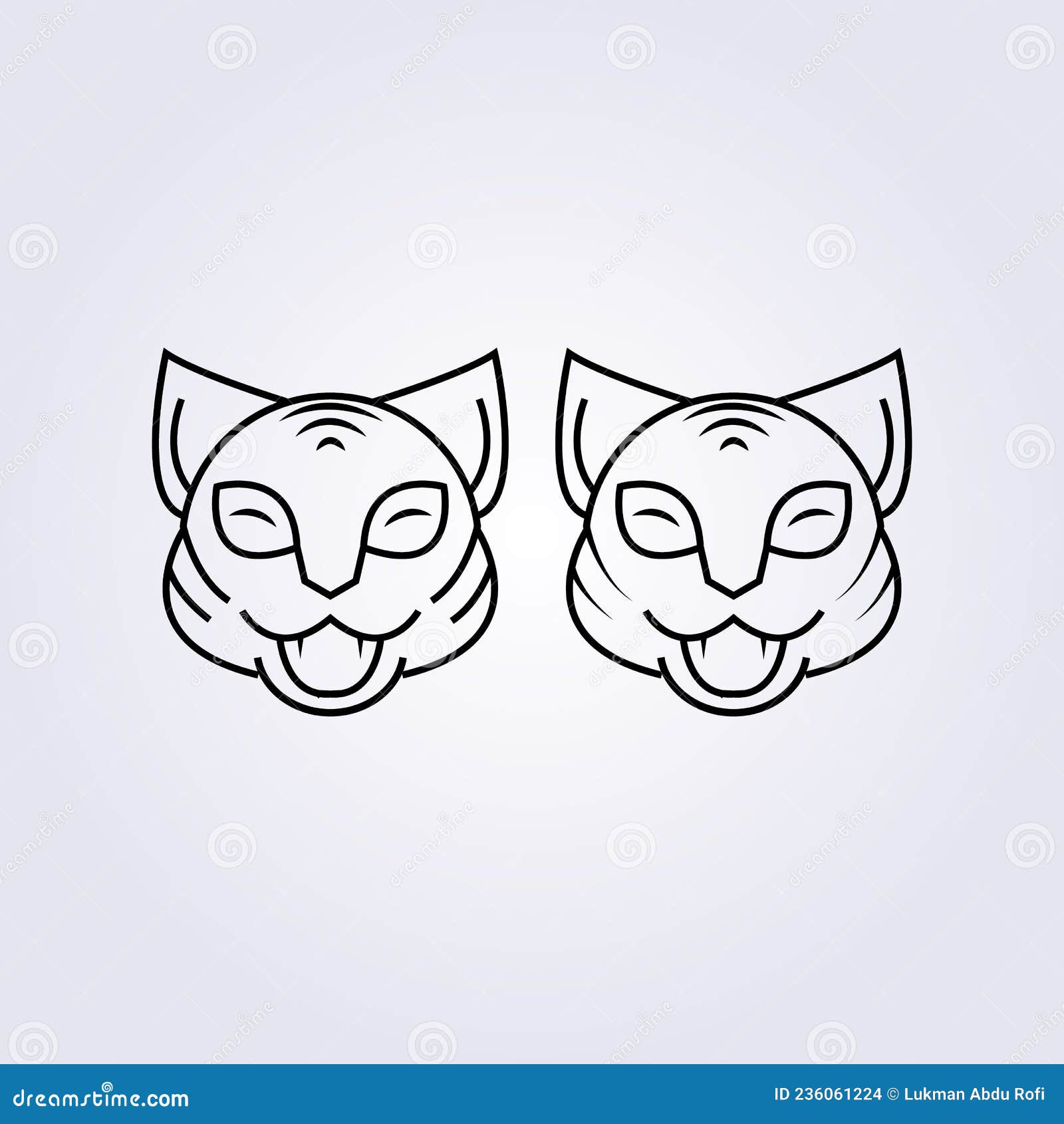 cute cat or tiger or lion icon  logo   graphic  simple line art minimalist modern