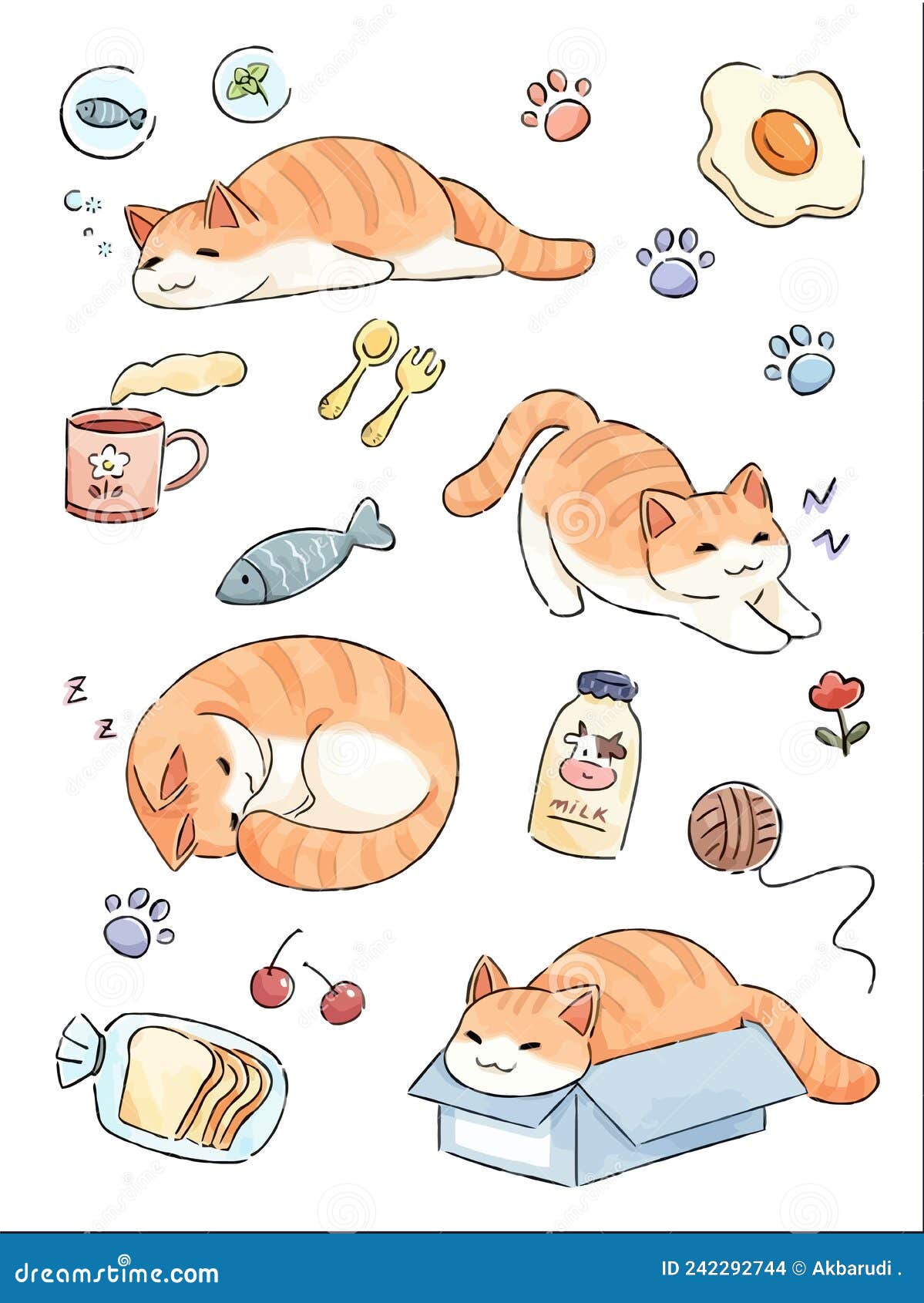 Kawaii cat flat Icon vector. Cute cat-flat illustration. Cute