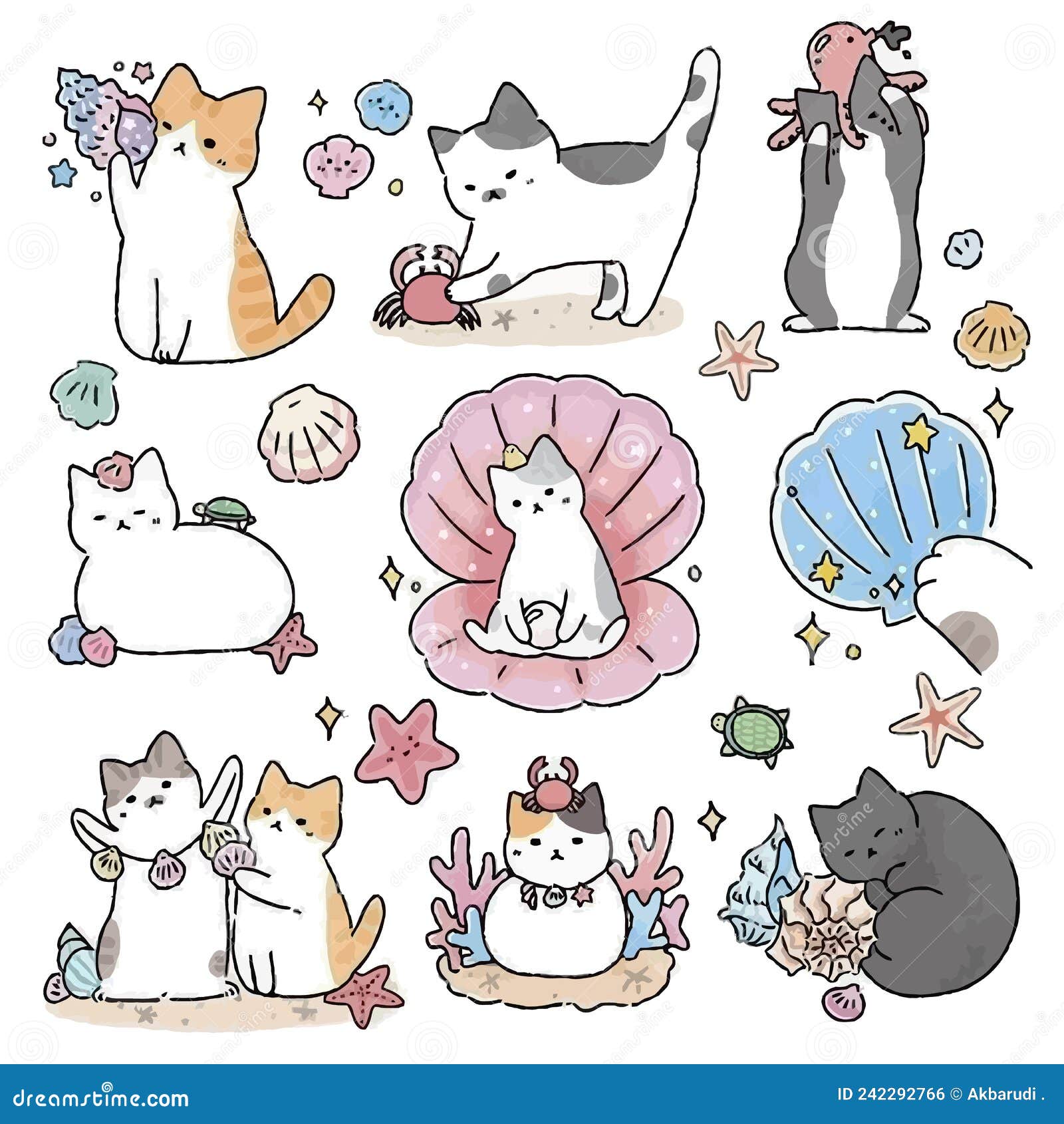 Vector Set Of Flat Cat Icons And Illustrations - Funny Cartoon