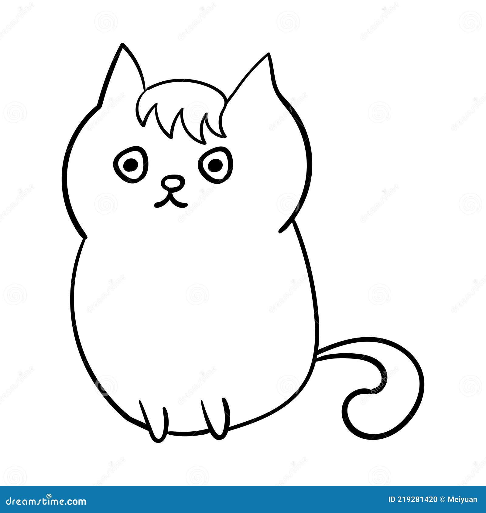 Cartoon Coloring Cute Kitty Vector Doodle Illustration. Kitten Doodle ...