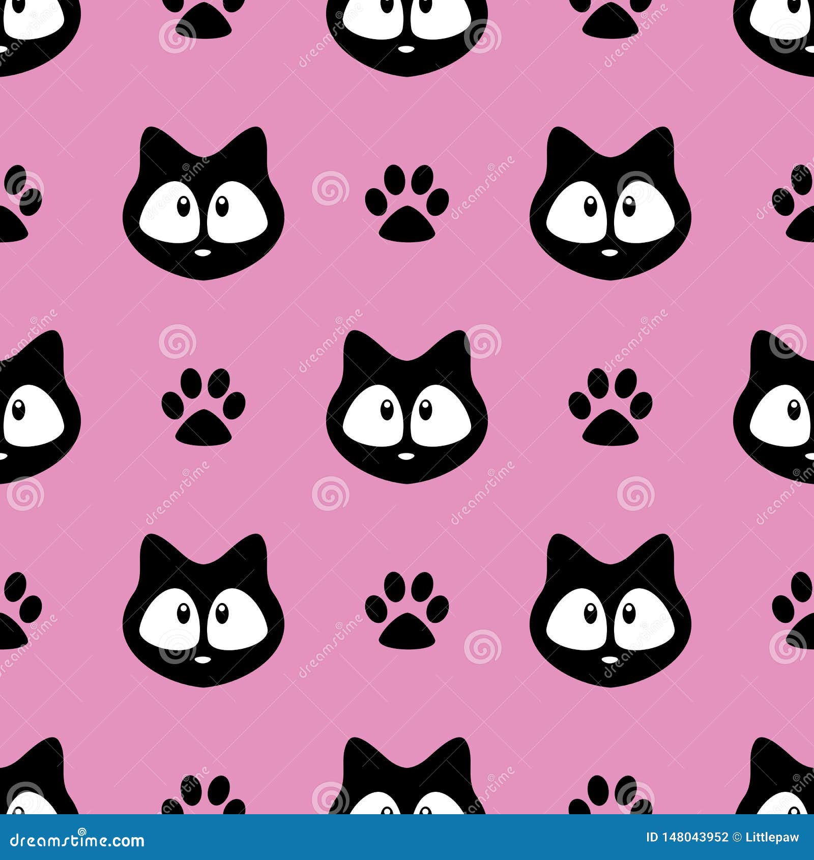 Cute Cats Seamless Pattern, Little Kittens, Texture for Wallpapers, Fabric,  Wrap, Web Page Backgrounds, Vector Illustration Stock Vector - Illustration  of print, animal: 148043952