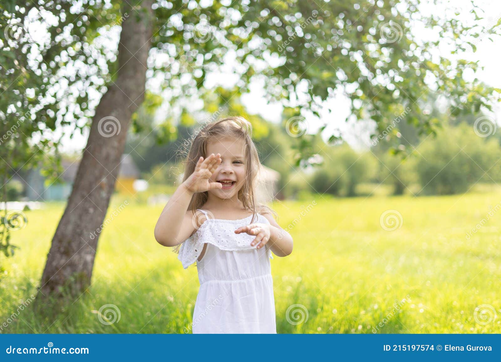 Cute Caucasian Little Girl in the Country Stock Photo - Image of cute ...