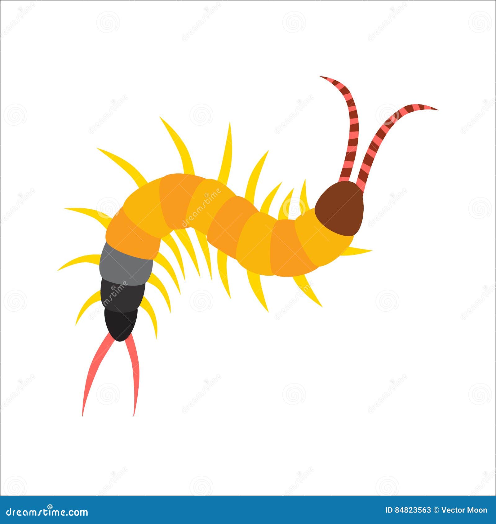 Cute Centipede Animal Cartoon Character Vector. Stock Vector