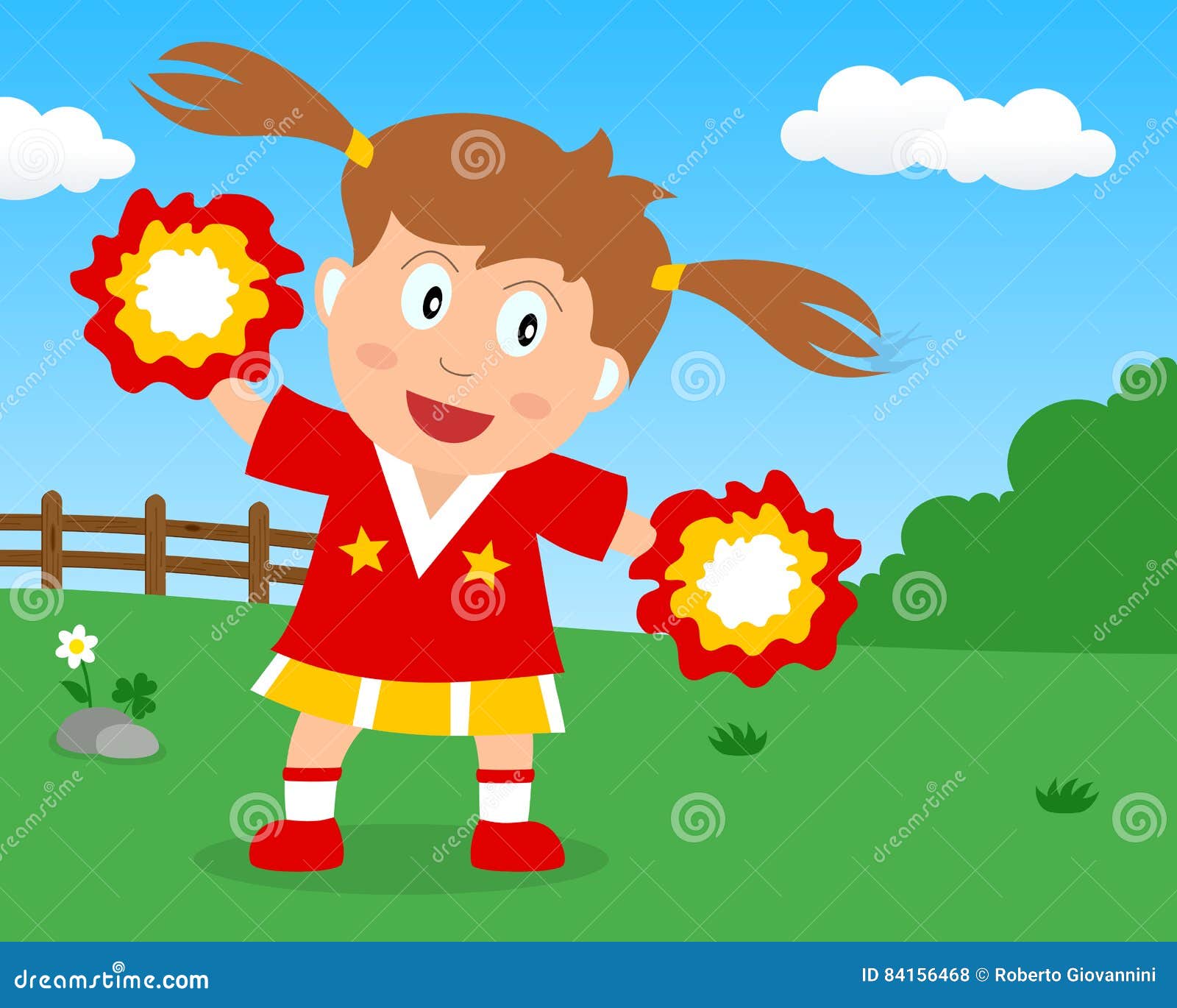 Cute Cheerleader Girl In The Park Stock Vector Illustration Of Game 