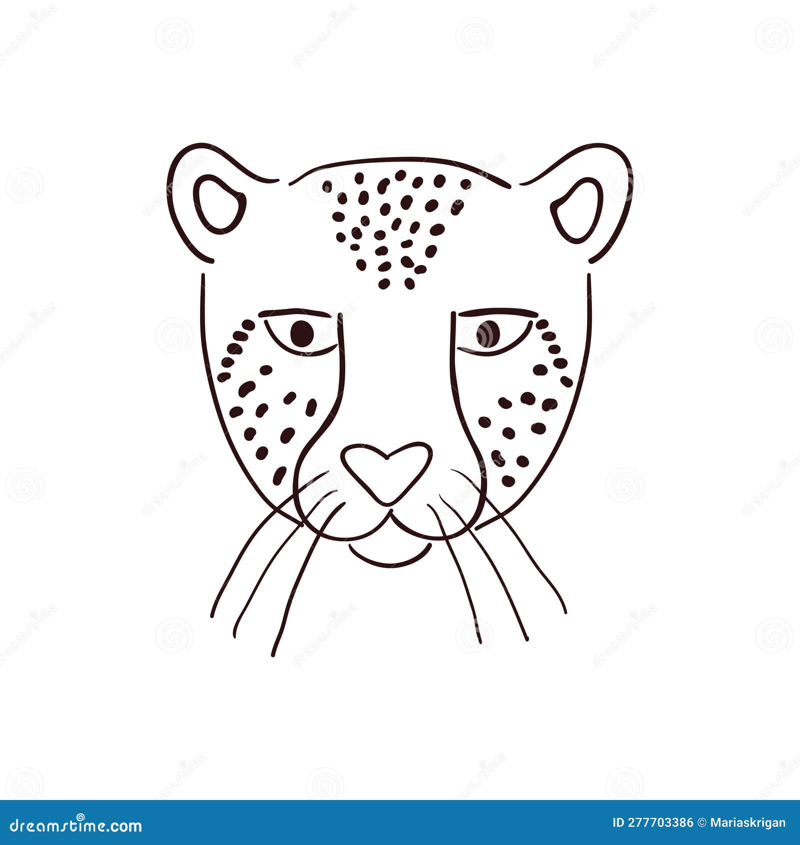 Cute Cheetah Face Hand Drawn Illustration, Sketch. Stock Vector ...