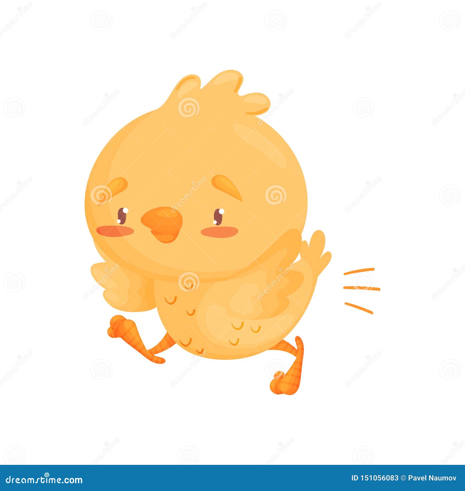 Cute Chick Is Running Vector Illustration On White Background Stock Vector Illustration Of