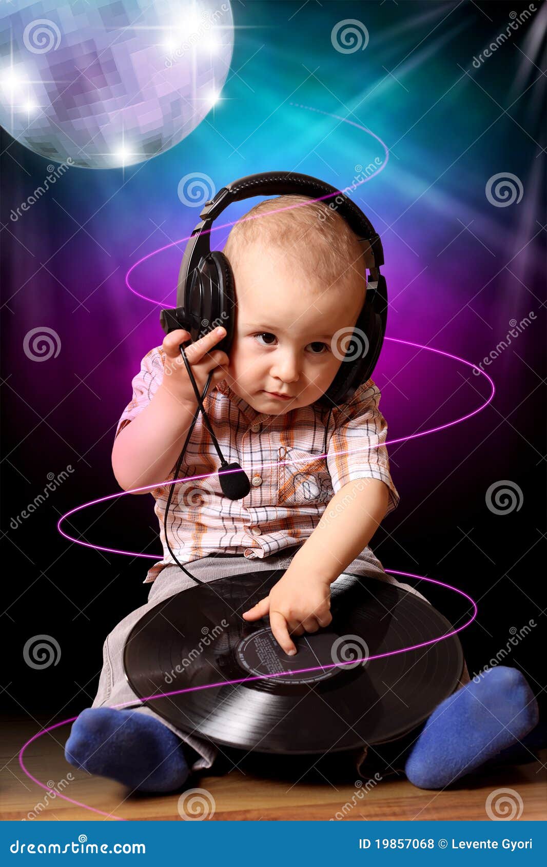 Cute Child Baby Dj in Disco Stock Photo - Image of colorful, headphones:  19857068