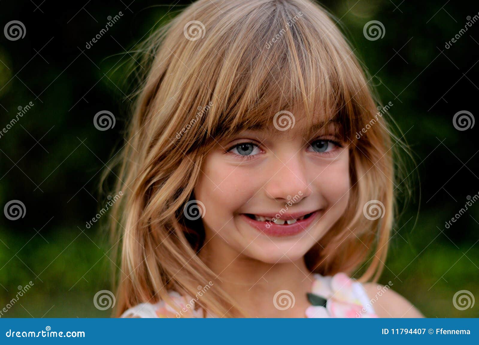 Cute Child Close Up with Blurred Green Background Stock Image - Image ...