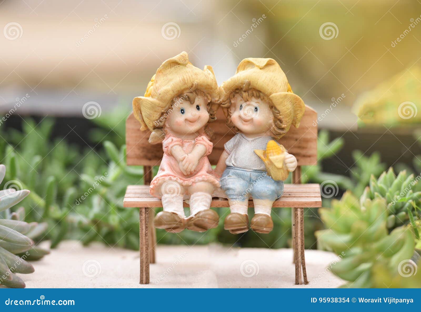 Cute child Dolls in garden stock photo. Image of ceramic - 95938354