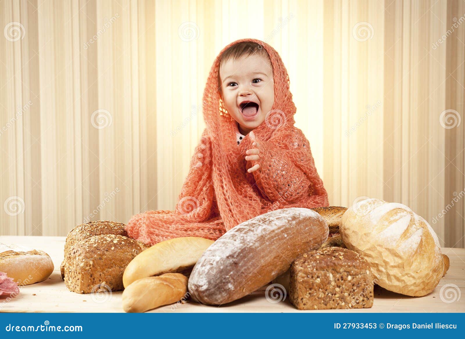 Cute child eating bread stock image. Image of happy, smiling 27933453