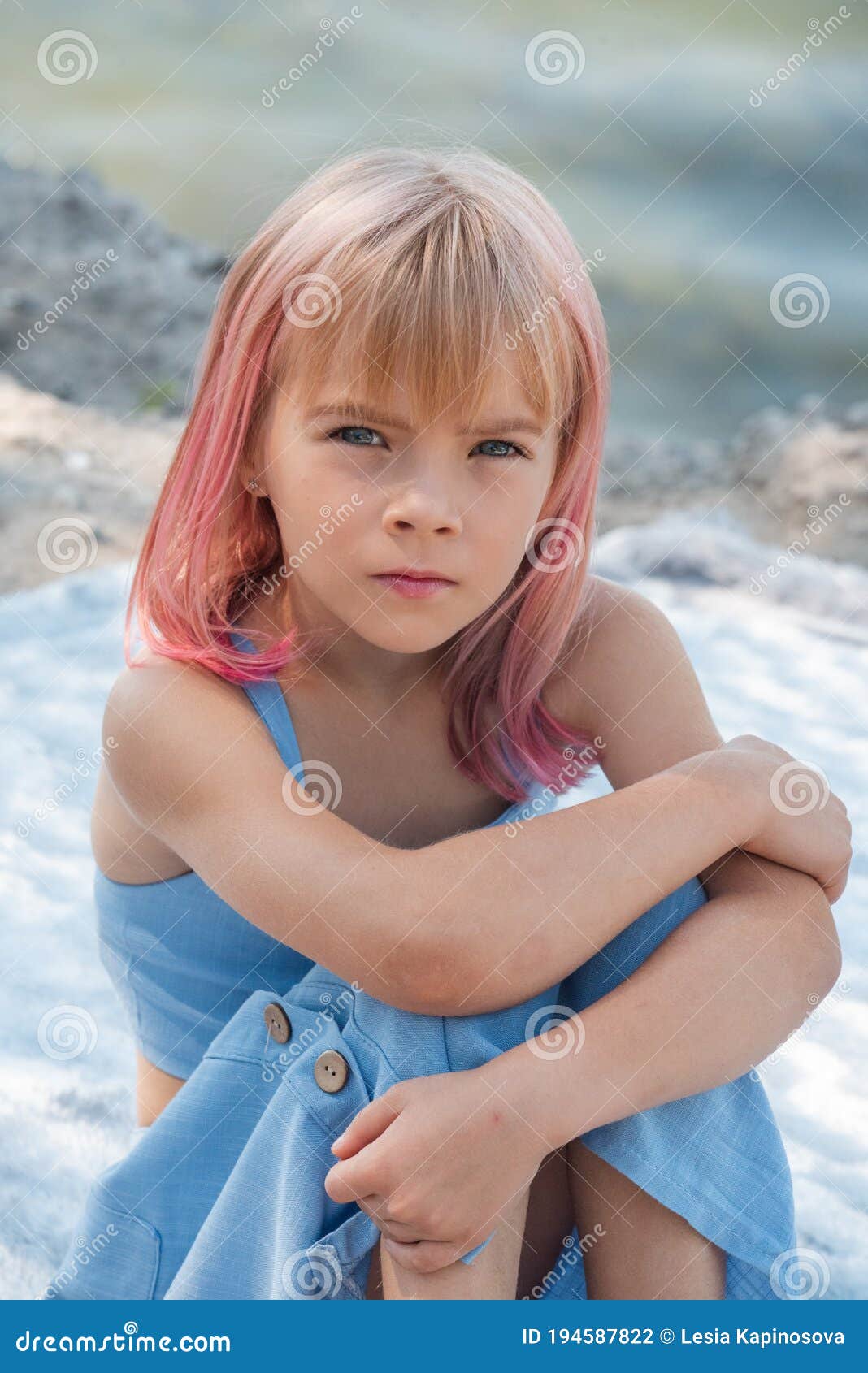 Cute Child Girl Portrait . Outdoor Portrait of Cute Little Girl in ...