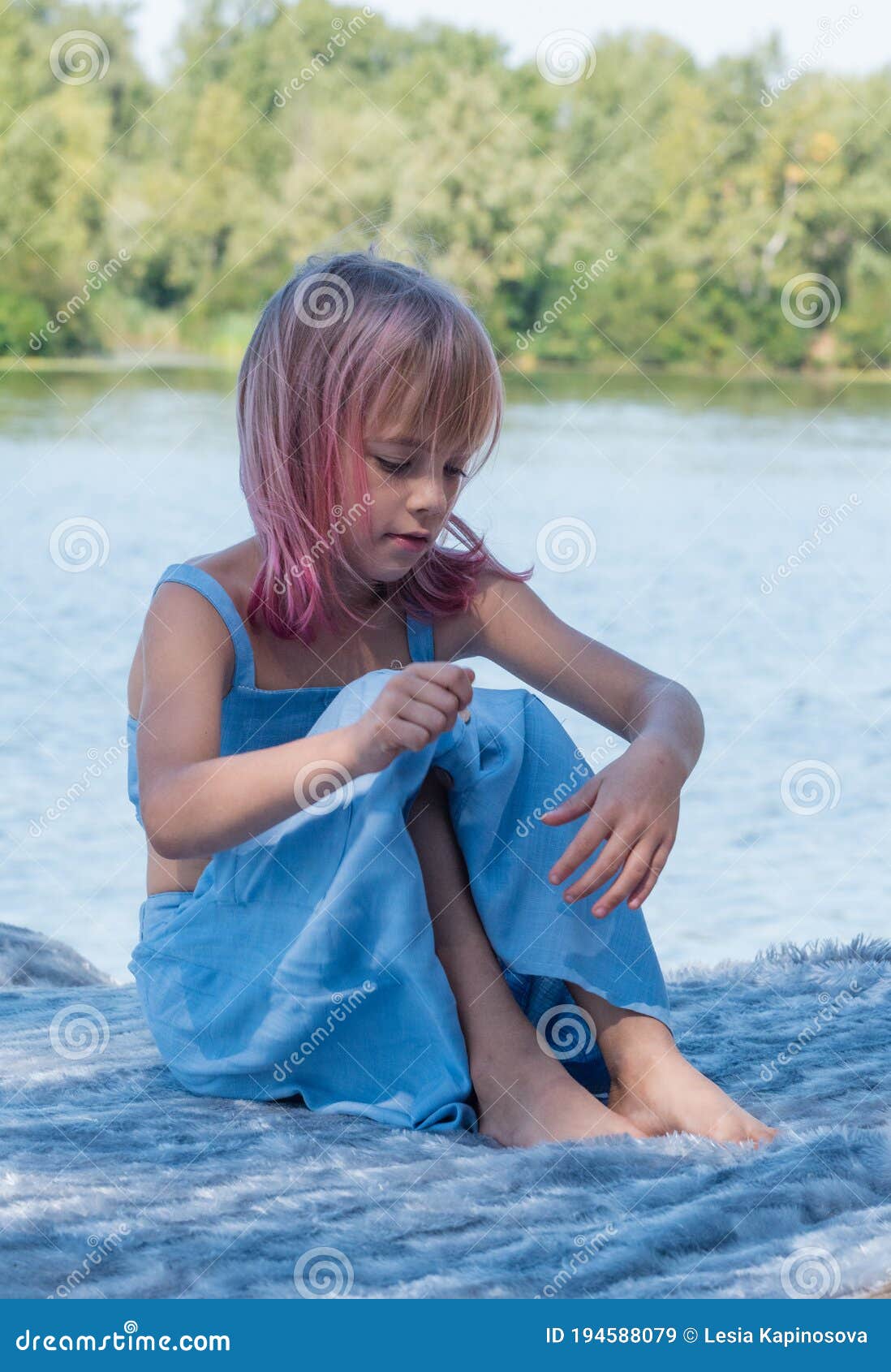 Cute Child Girl Portrait . Outdoor Portrait of Cute Little Girl in ...