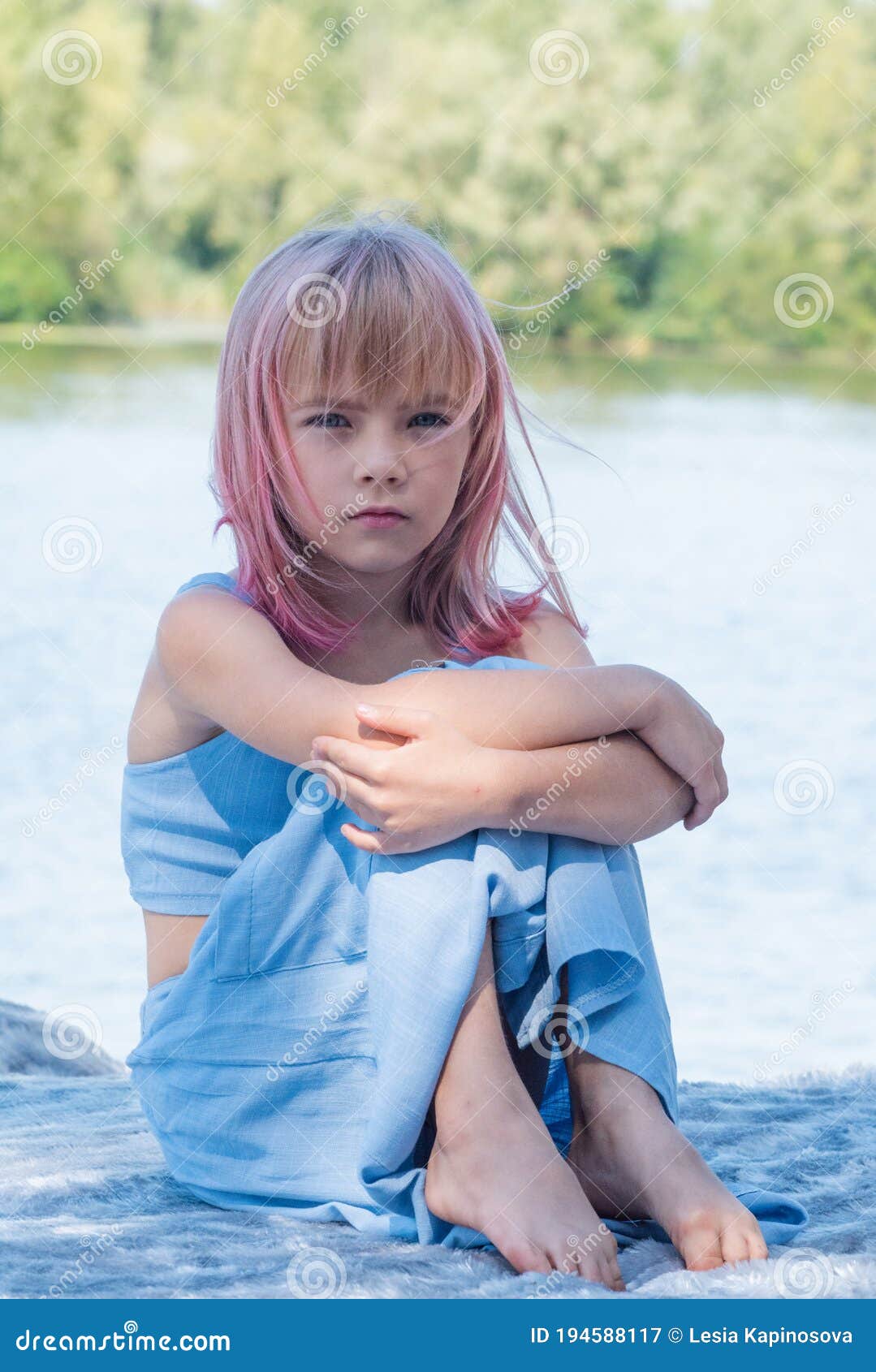 Cute Child Girl Portrait . Outdoor Portrait of Cute Little Girl in ...