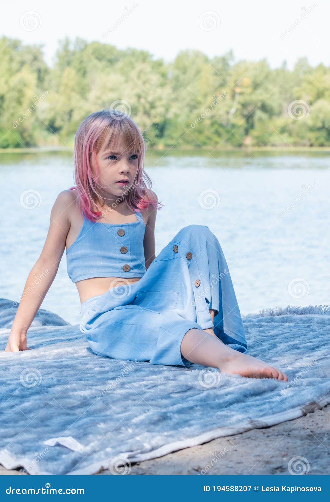 Cute Child Girl Portrait . Outdoor Portrait of Cute Little Girl in ...