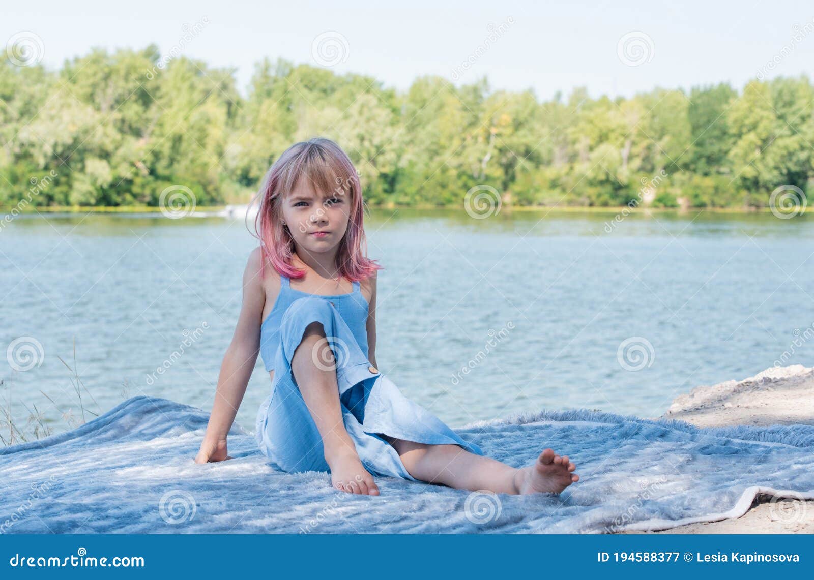 Cute Child Girl Portrait . Outdoor Portrait of Cute Little Girl in ...