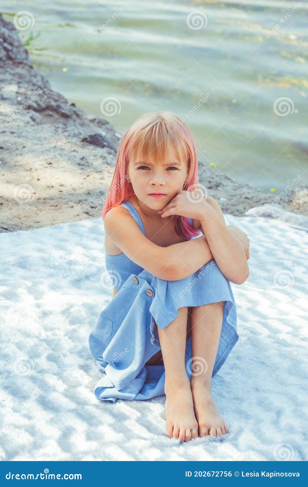 Cute Child Girl Portrait . Outdoor Portrait of Cute Little Girl in ...