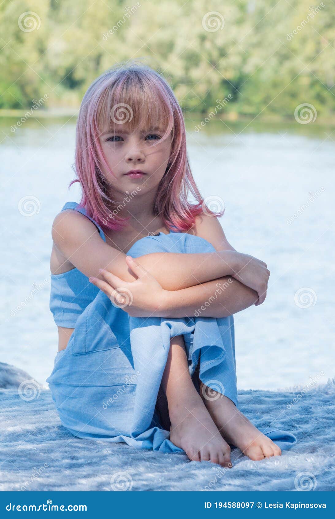 Cute Child Girl Portrait . Outdoor Portrait of Cute Little Girl in ...