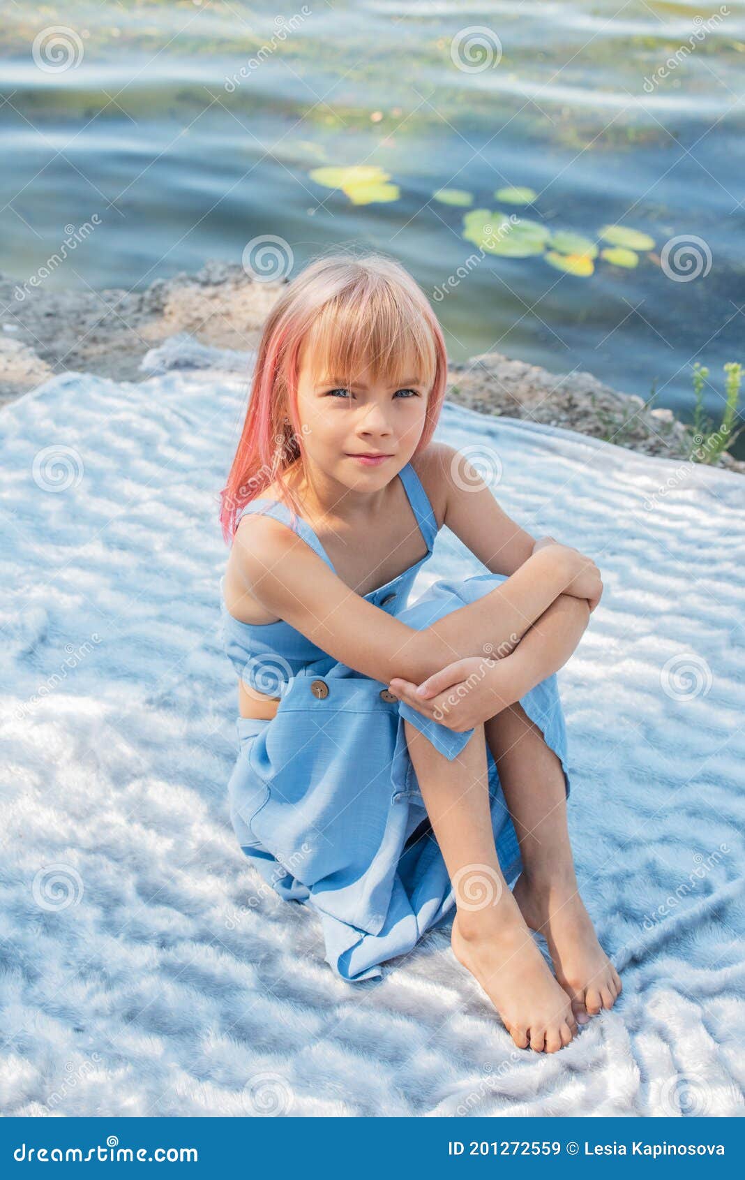 Cute Child Girl Portrait . Outdoor Portrait of Cute Little Girl in ...