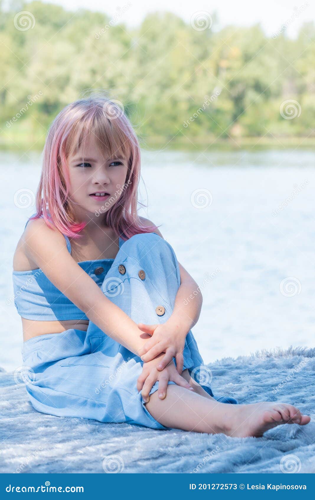 Cute Child Girl Portrait . Outdoor Portrait of Cute Little Girl in ...