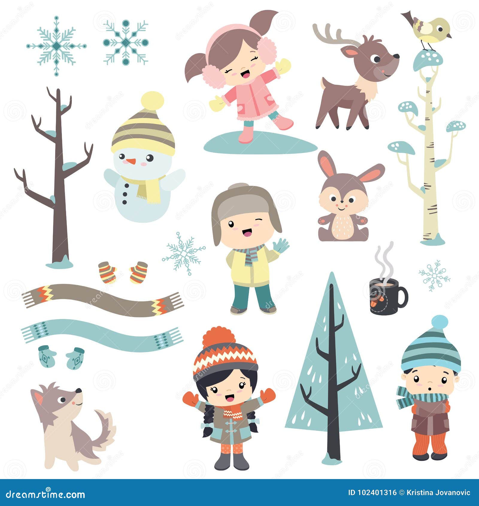 Cute Children in Winter Time Stock Vector - Illustration of happy, cartoon: 102401316 Cute Children in Winter Time Stock Vector - Illustration of happy, cartoon: 102401316