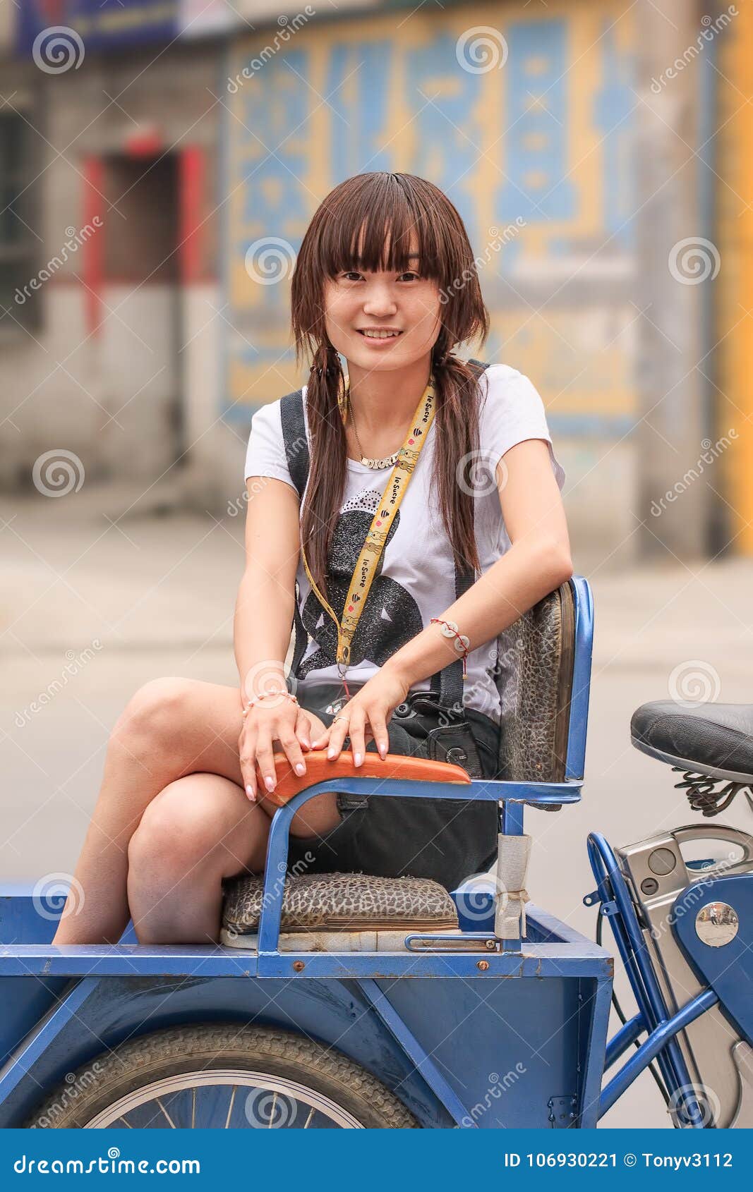 Cute Chinese Girl Sit On Het Trike Zhuozhou Hebei Province China Editorial Photo Image Of Blurred China