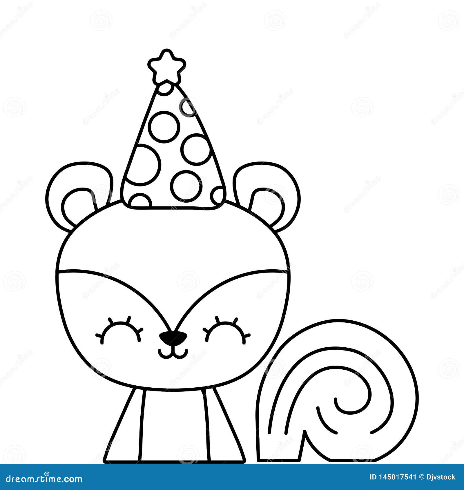 Cute Chipmunk with Hat Party Stock Illustration - Illustration of