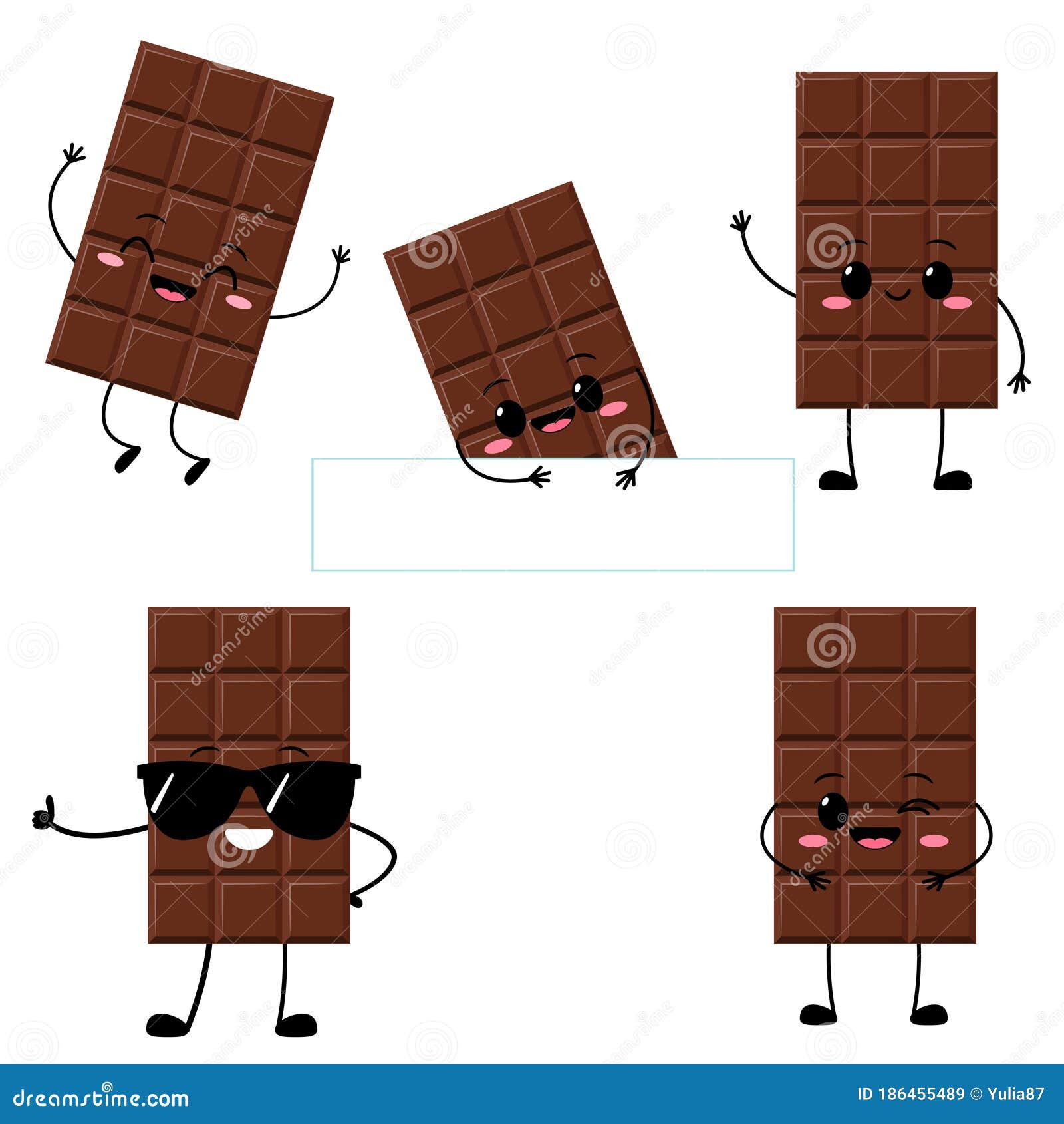 Cute Chocolate Bar Character Vector Set Stock Vector - Illustration of  happy, banner: 186455489