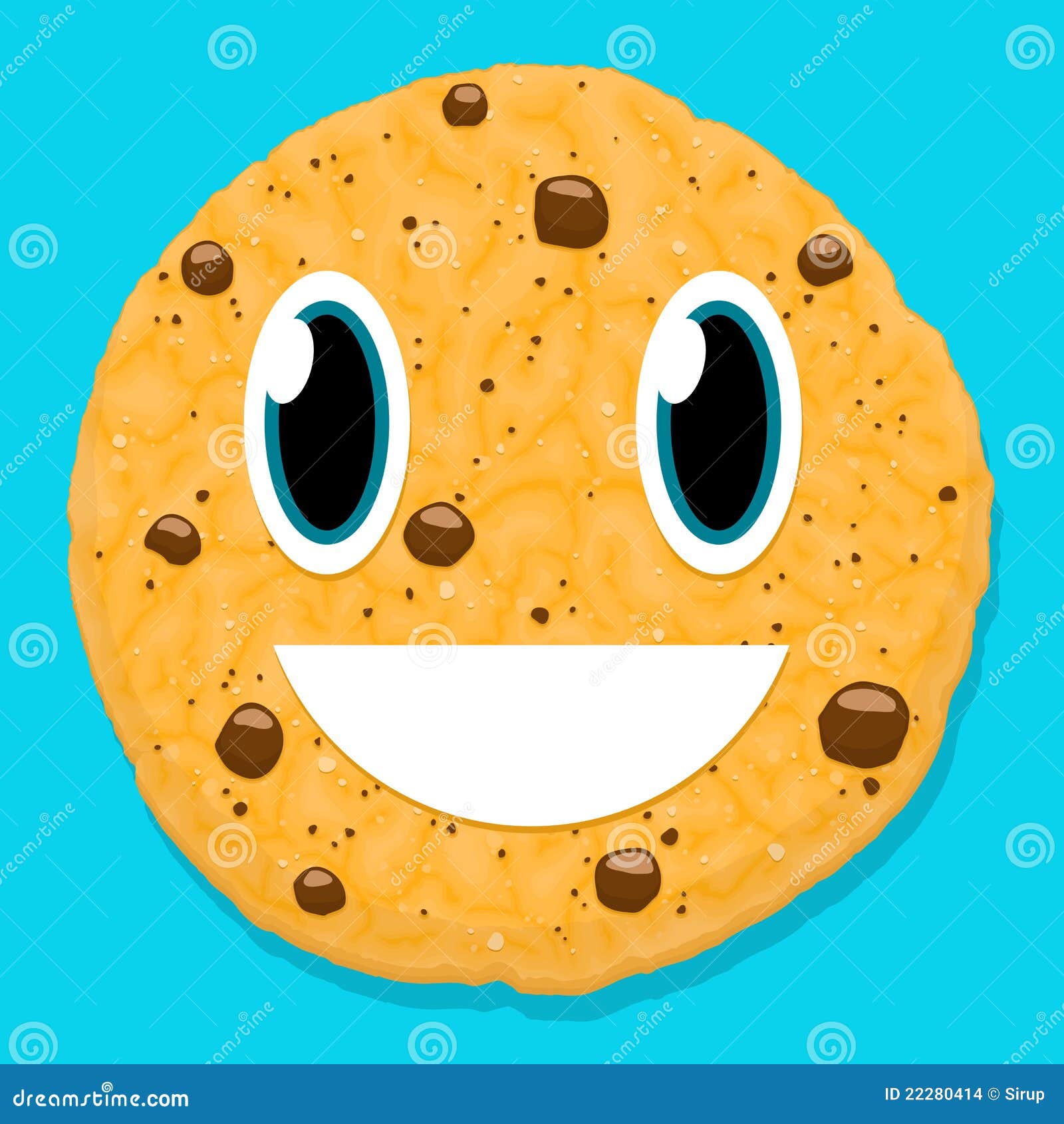 Cute Chocolate Cookie Character with Smiley Face Stock Vector