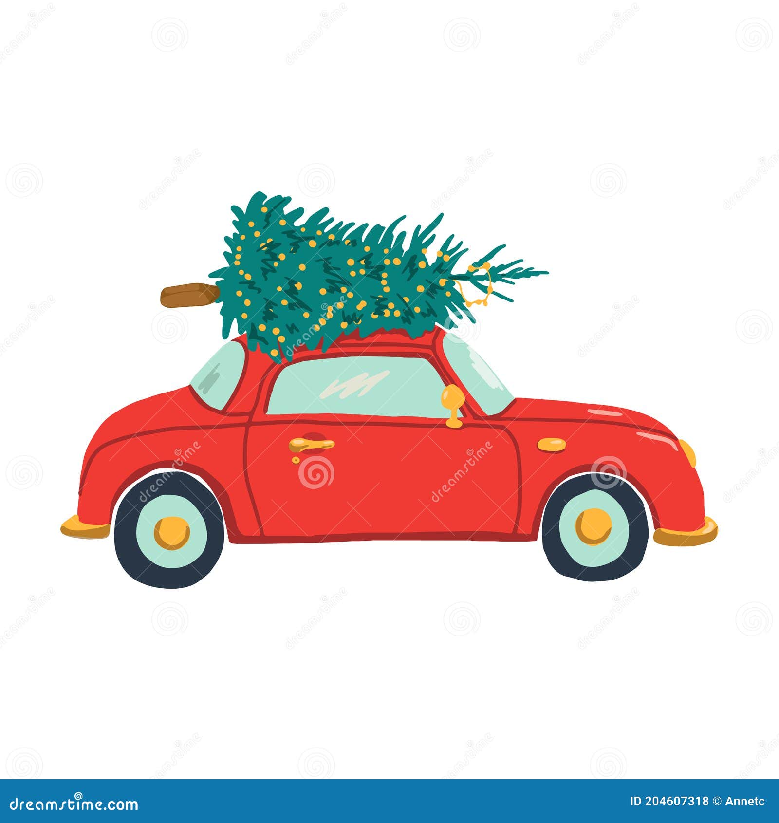 Download Cute Christmas Car With Tree On Top Vector Flat Illustration Perfect For Greeting Card Poster Decoration Sublimation Printing Stock Vector Illustration Of Background December 204607318
