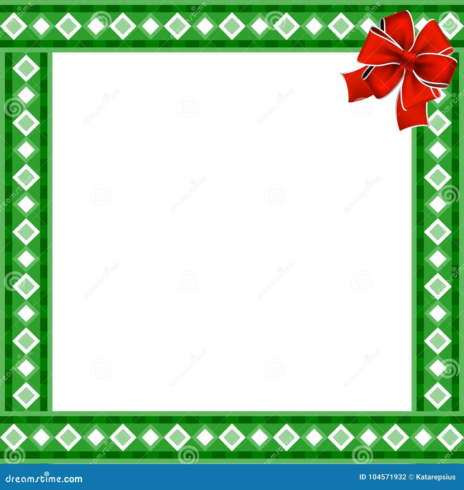 Cute Christmas Or New Year Border With Rhombus Pattern On Green ...