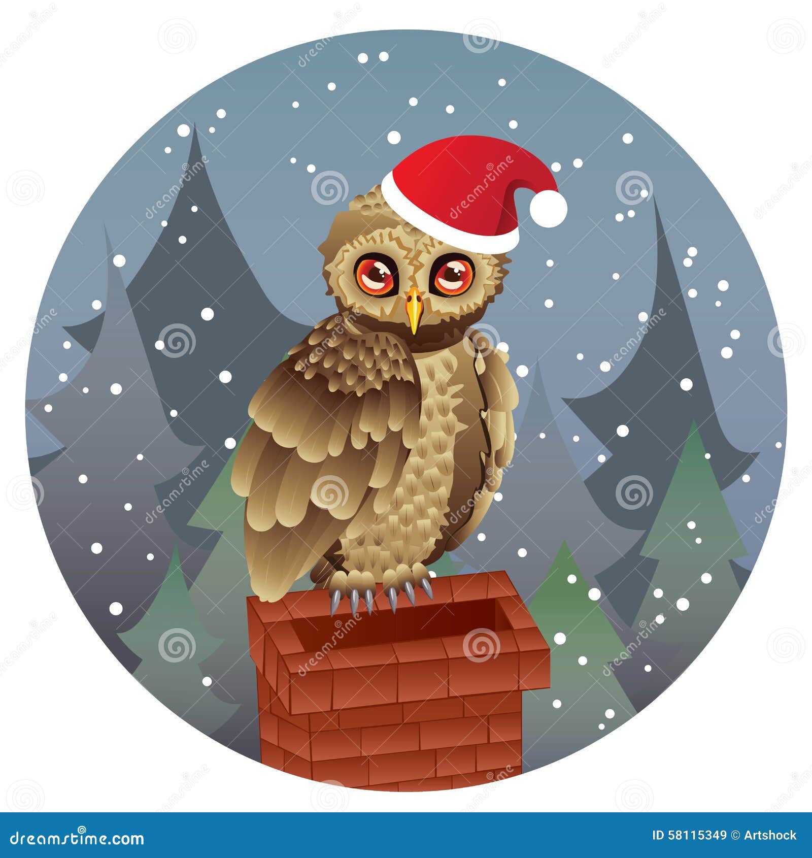 Download Cute Christmas Owl stock vector. Illustration of banner ...