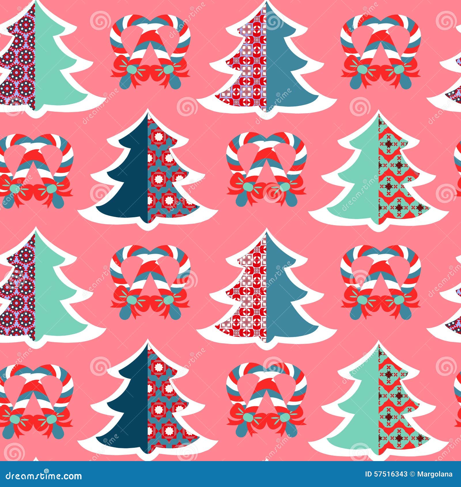 Cute Christmas Seamless Pattern Stock Vector - Illustration of santa ...