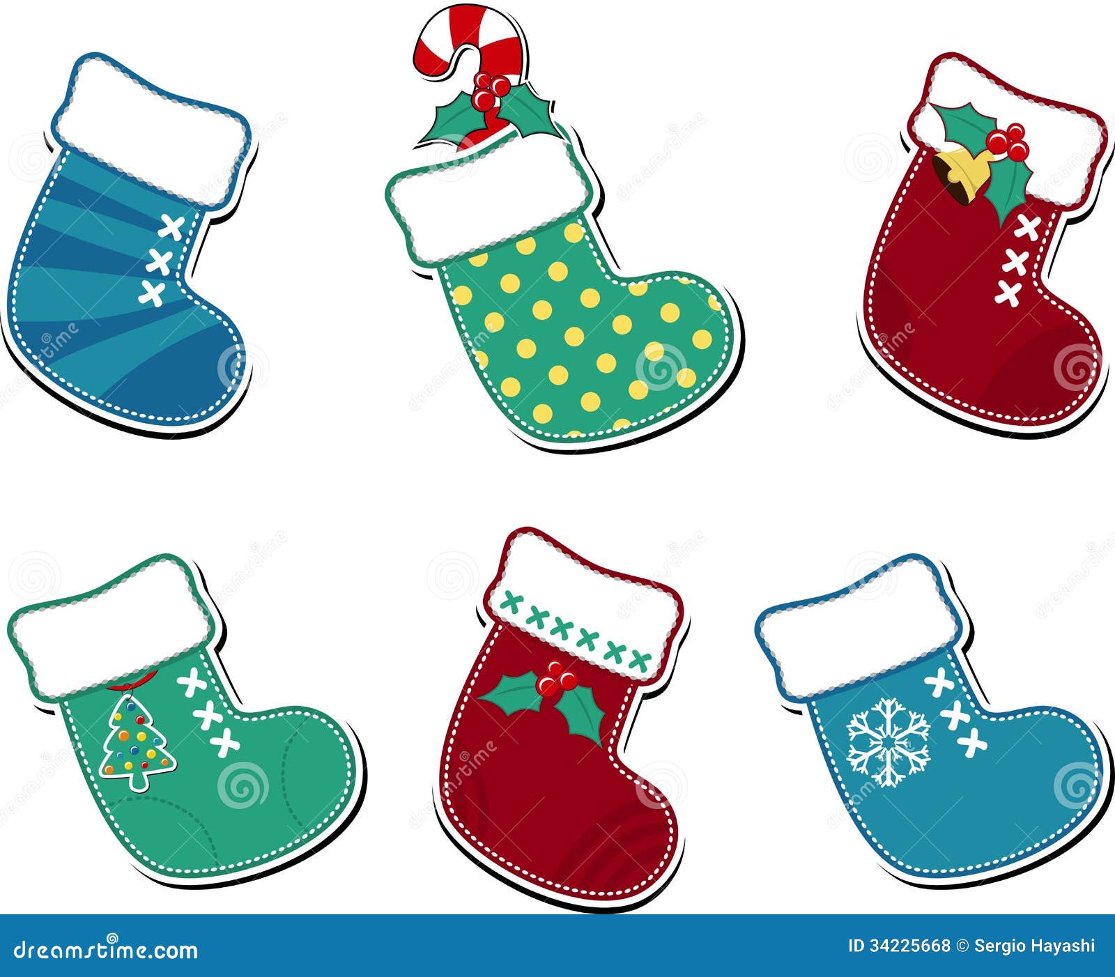 Cute christmas socks stock vector. Illustration of cartoon - 34225668