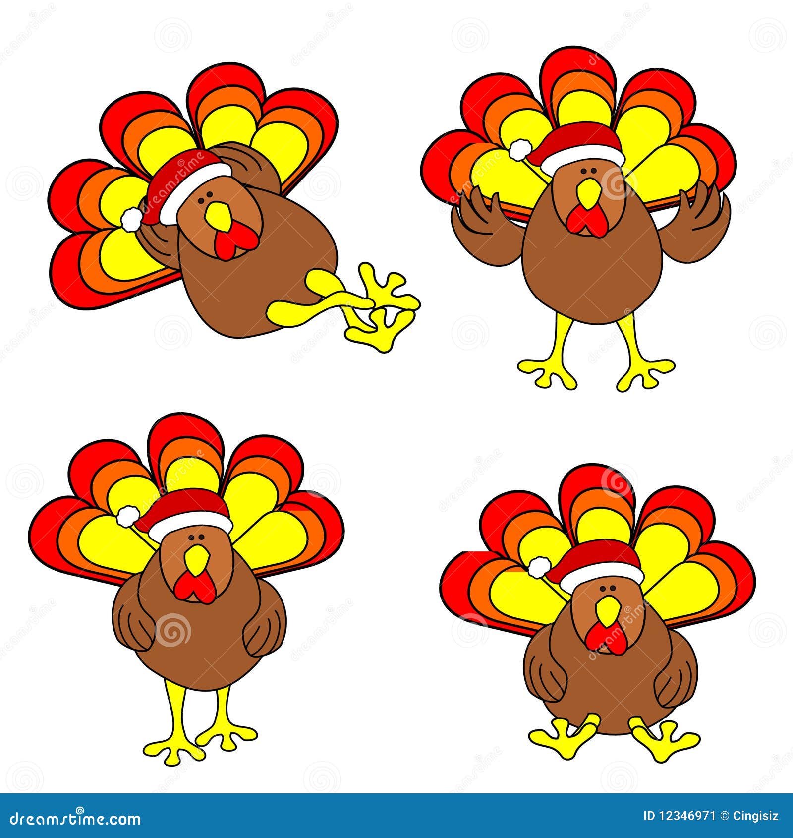 Cute Christmas Turkey Set stock vector. Illustration of dinner - 12346971