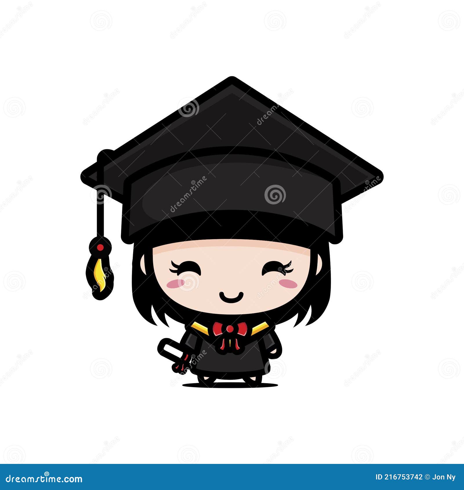 A Cute and Clever Girl Cartoon Character Becomes a Scholar Wearing a  Bachelor Costume Stock Vector - Illustration of congrats, graduated:  216753742