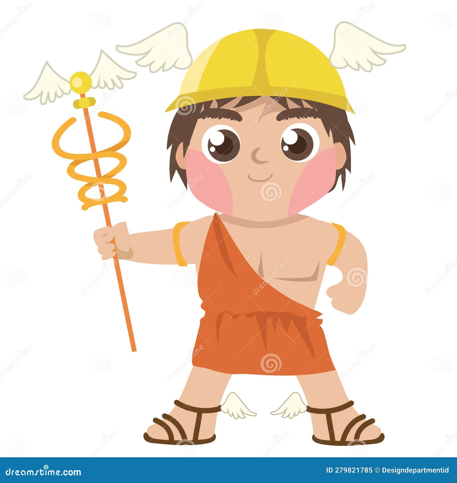 Cute Clipart of Hermes God of Travel and Trade on a White Background ...