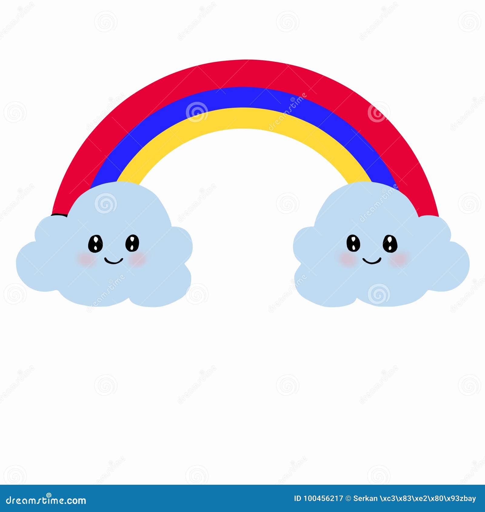 Cute Clouds and Rainbow Illustration Cartoon Drawing and White Background  and White Background Stock Vector - Illustration of animal, blue: 100456217