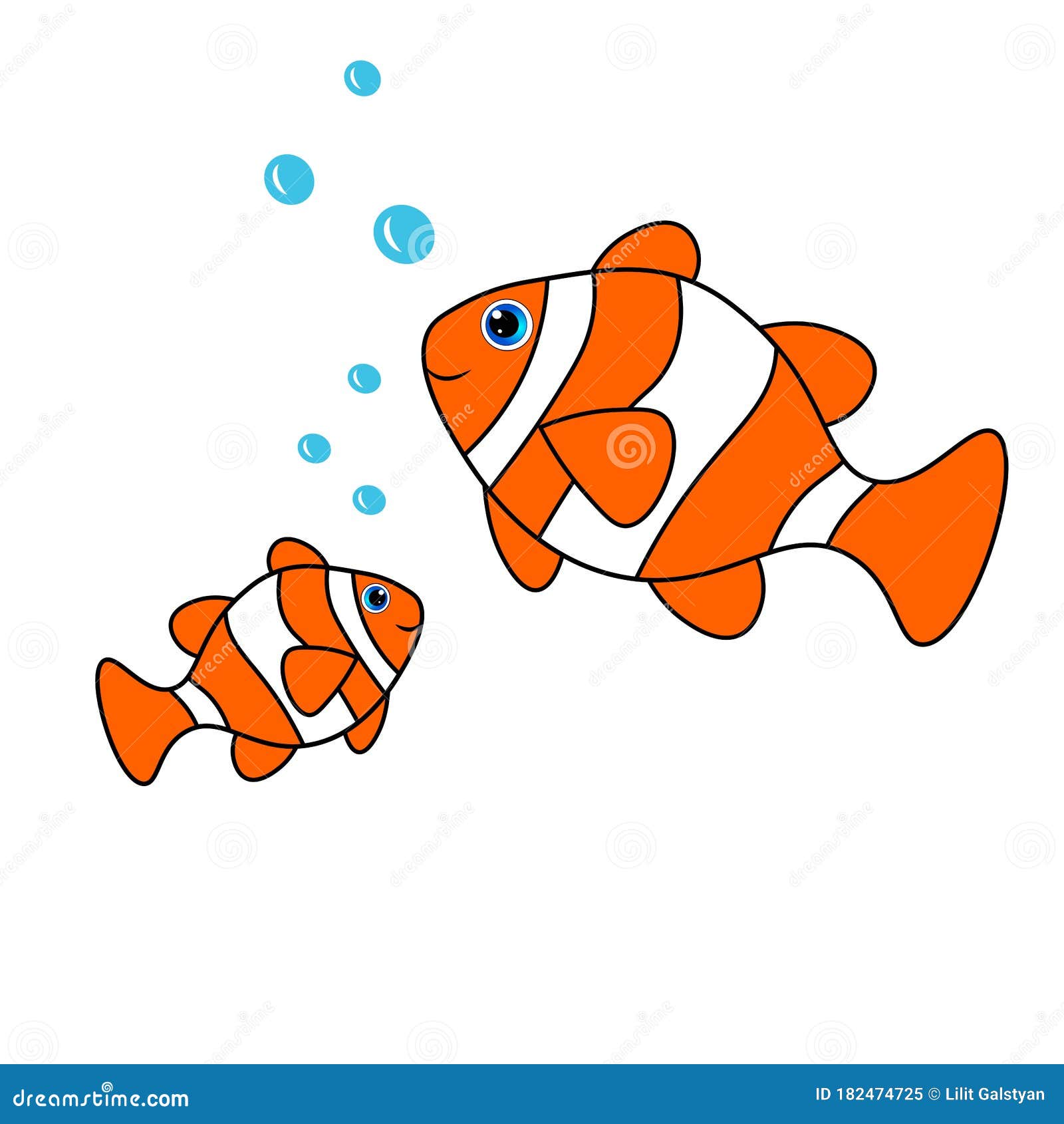 Cute Clown Fish Cartoon Illustration Vector, Sea Life, Sea Animal Stock  Vector - Illustration of ocean, clownfish: 182474725