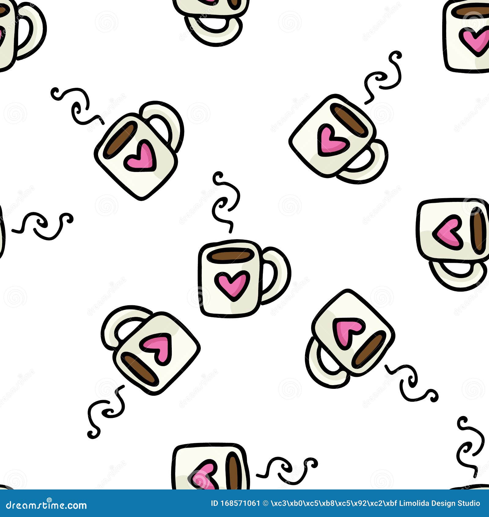 Download Cute Coffee Mug Cartoon Vector Illustration. Hand Drawn ...