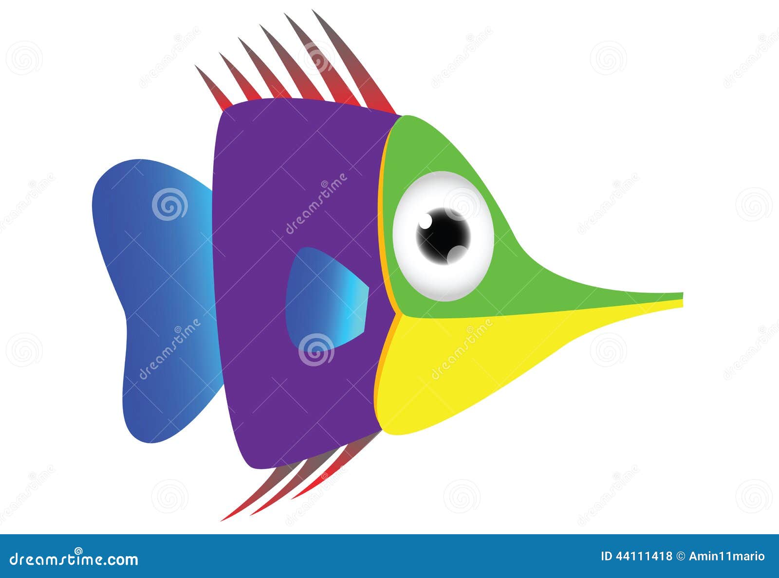 Cute colored fish cartoon stock illustration. Illustration of mouth